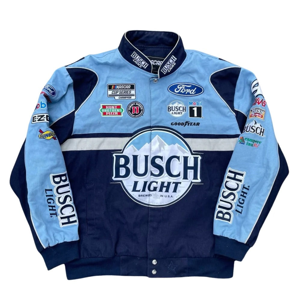 Men'Navy/Blue Busch Light Full-Snap printed Jacket