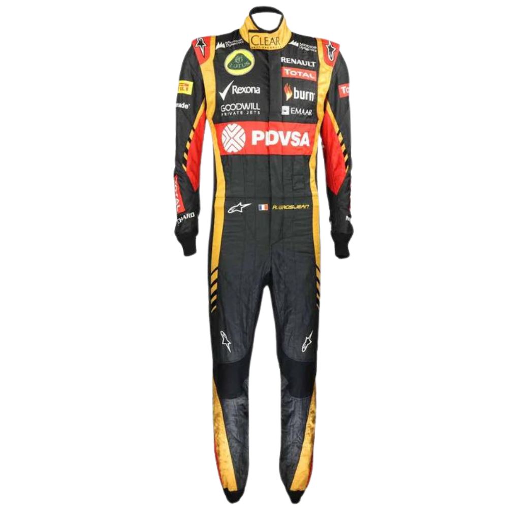 Combinaison de course de l'équipe de Formule 1 Romain Grosjean Lotus 2014